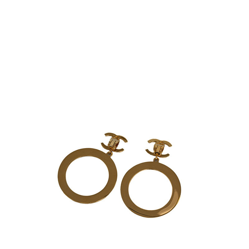 Chanel  Oval Logo Earrings Gold