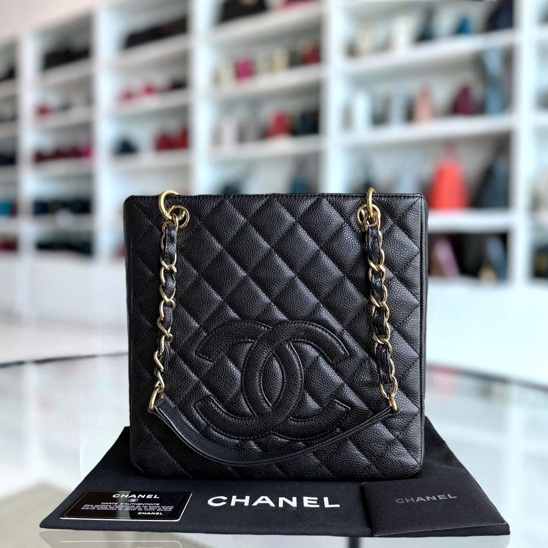 Chanel PST Petite Shopping Tote - Togo/epsom/caviar/clemence/callfskin/cowhide/lambskin Quilted Black Gold Hardware