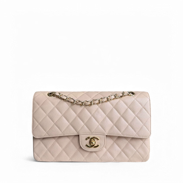 Chanel Classic Flap Medium - Togo/epsom/caviar/clemence/callfskin/cowhide/lambskin 25CM Quilted Beige 24K Gold Hardware Series 12