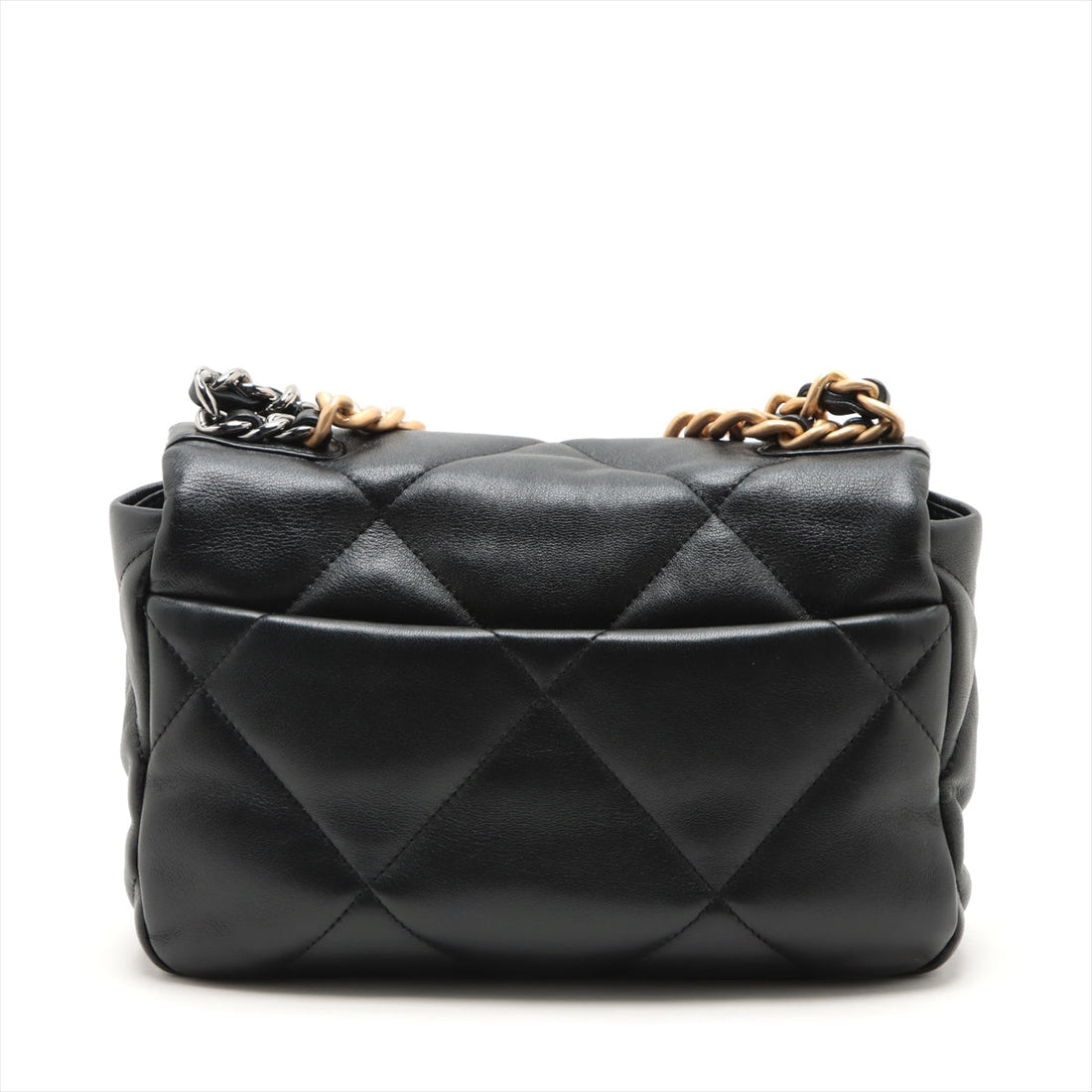 Chanel 19  Chain Shoulder Bag Black Gold  AS1160