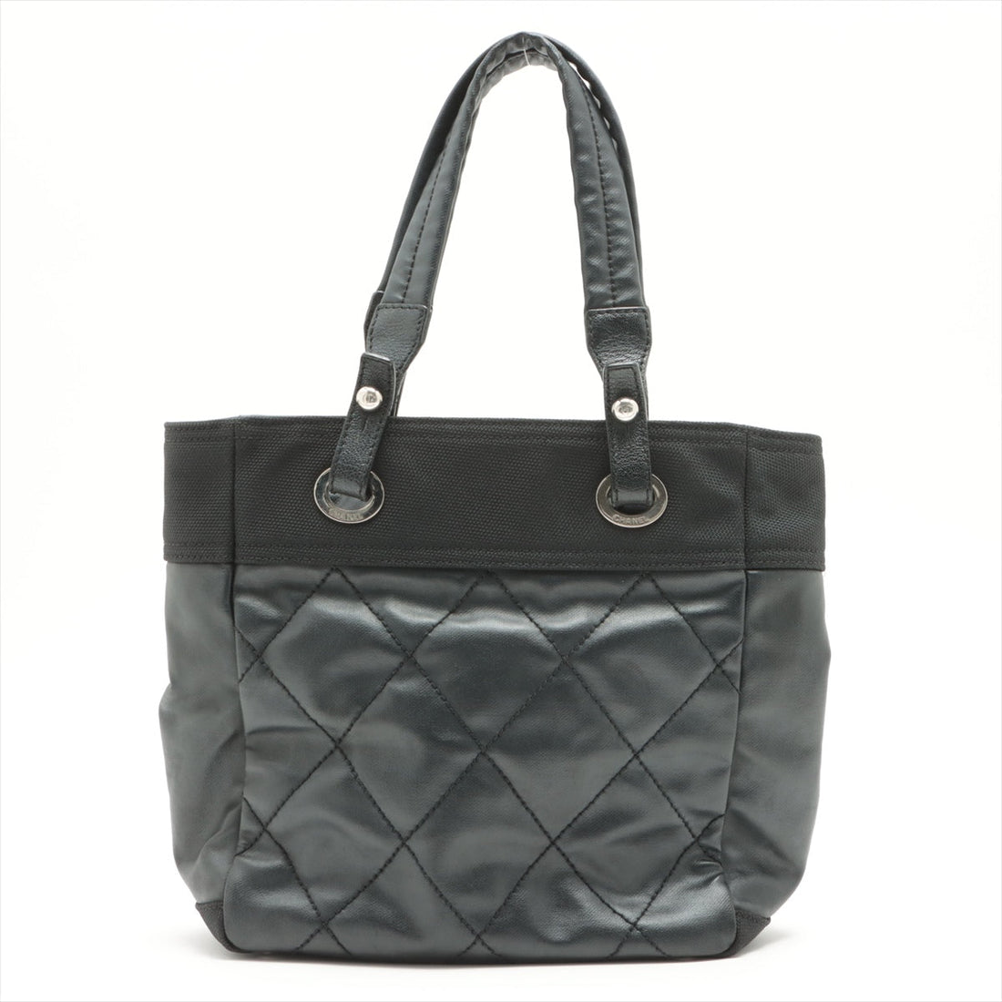 Top Quality Chanel PARIBIARITZ PM  Linen Tote Bag Black Silver Gold