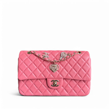 Chanel Classic Flap Medium  - 25CM Quilted Lambskin Valentine Heart Pink Special Edition Series 19