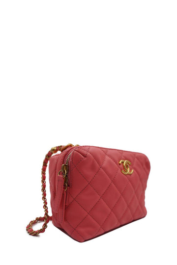 Chain Melody Vanity Case Camera Bag Quilted Pink