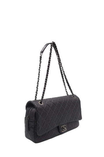 Jumbo Quilted Caviar Easy Flap Bag Metallic Grey