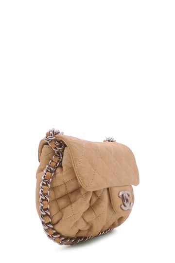 Mini Chain Around Flap Bag Beige