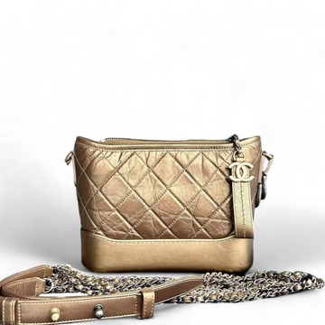 Chanel Gabrielle Small - Quilted CalBNkin Bronze Gold Two-Tone Hardware Series 23