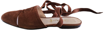 Chanel 1990s Noisette Suede Spartiates Flat Pumps en Daim Xtra Soft Sz 38
