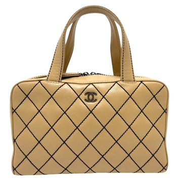 Beige Leather Chanel Handbag