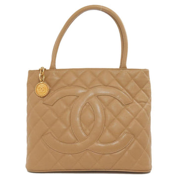 Beige Leather Chanel Tote