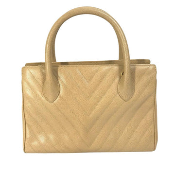 Beige Leather Chanel Handbag