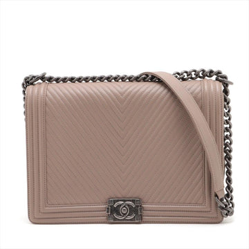 Beige Leather Chanel Crossbody Bag
