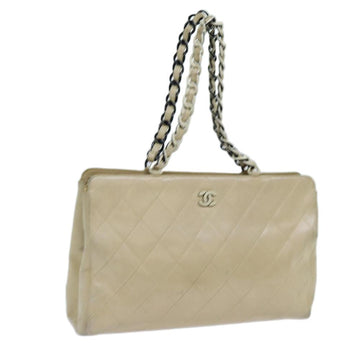 Beige Leather Chanel Tote