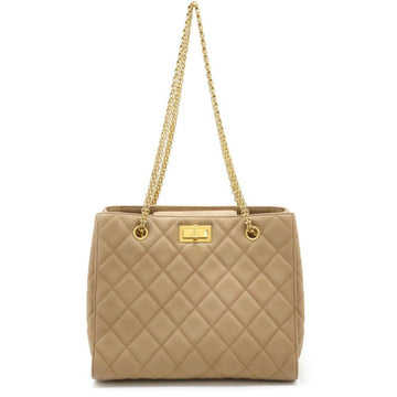 Beige Leather Chanel Shoulder Bag