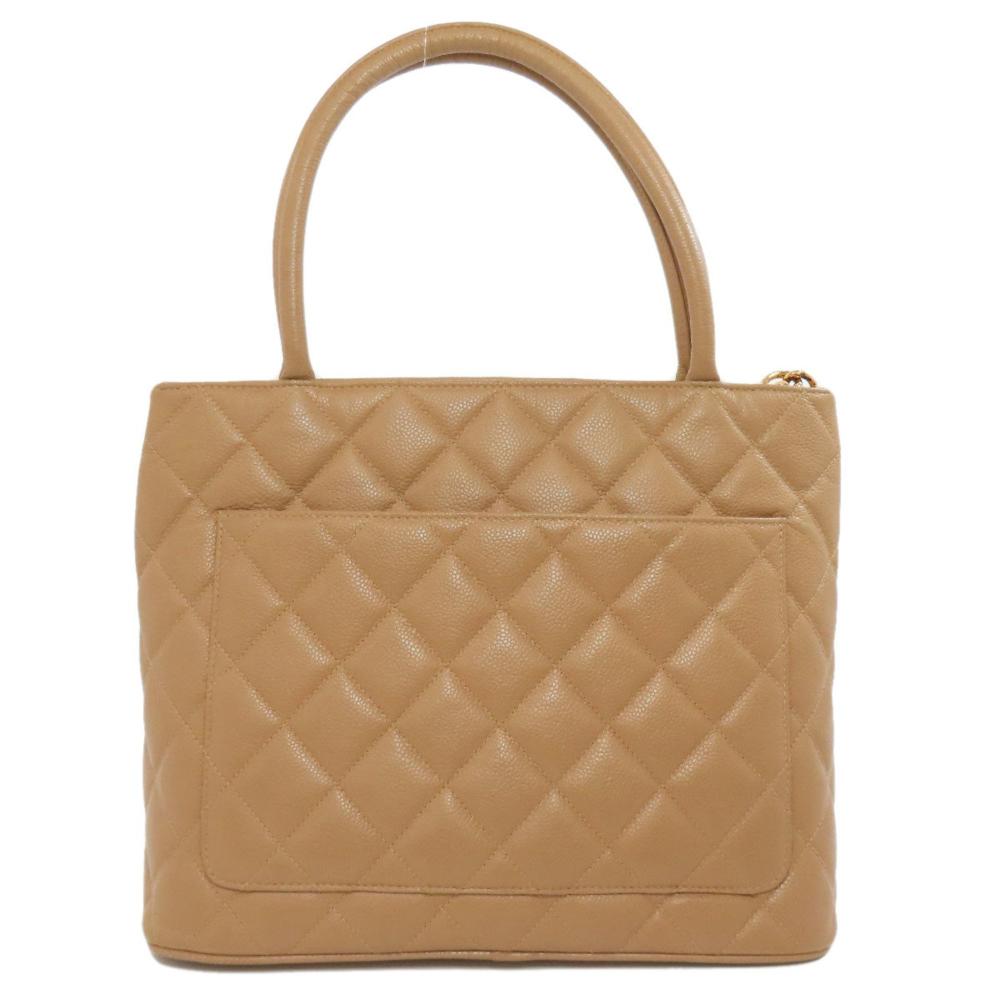 Beige Leather Chanel Tote