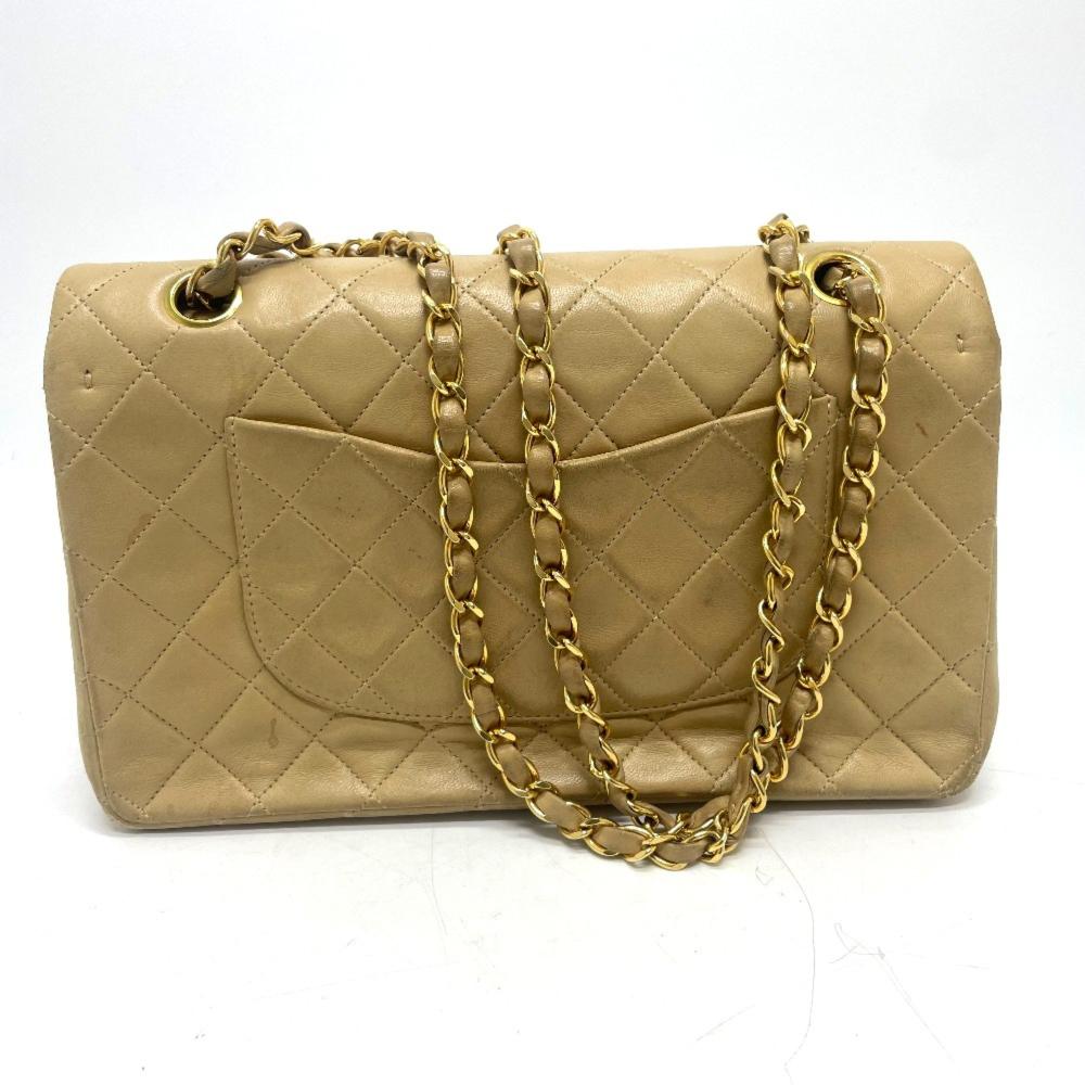 Beige Leather Chanel Shoulder Bag