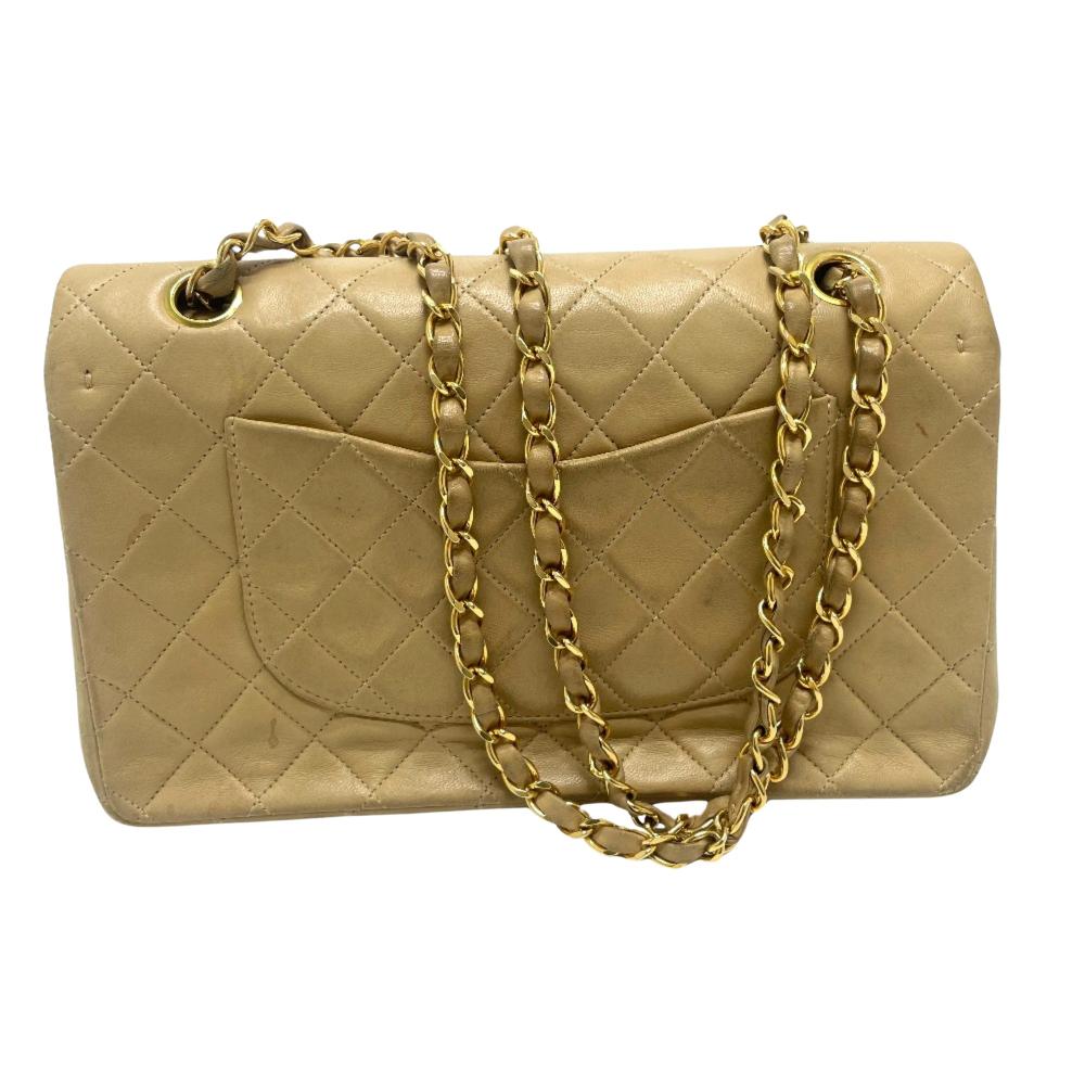 Beige Leather Chanel Crossbody Bag