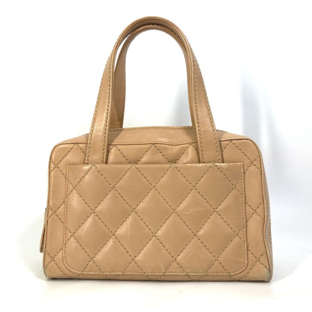 Beige Leather Chanel Handbag