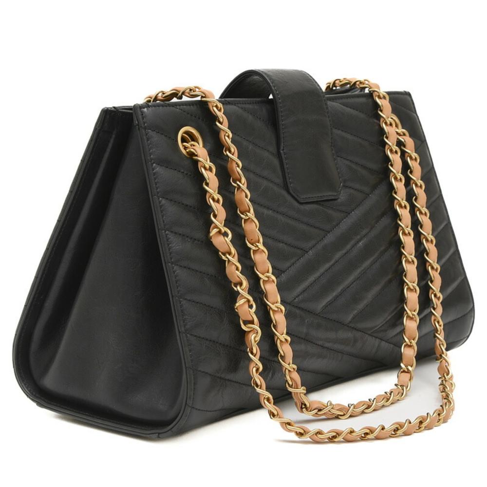 Beige Leather Chanel Handbag