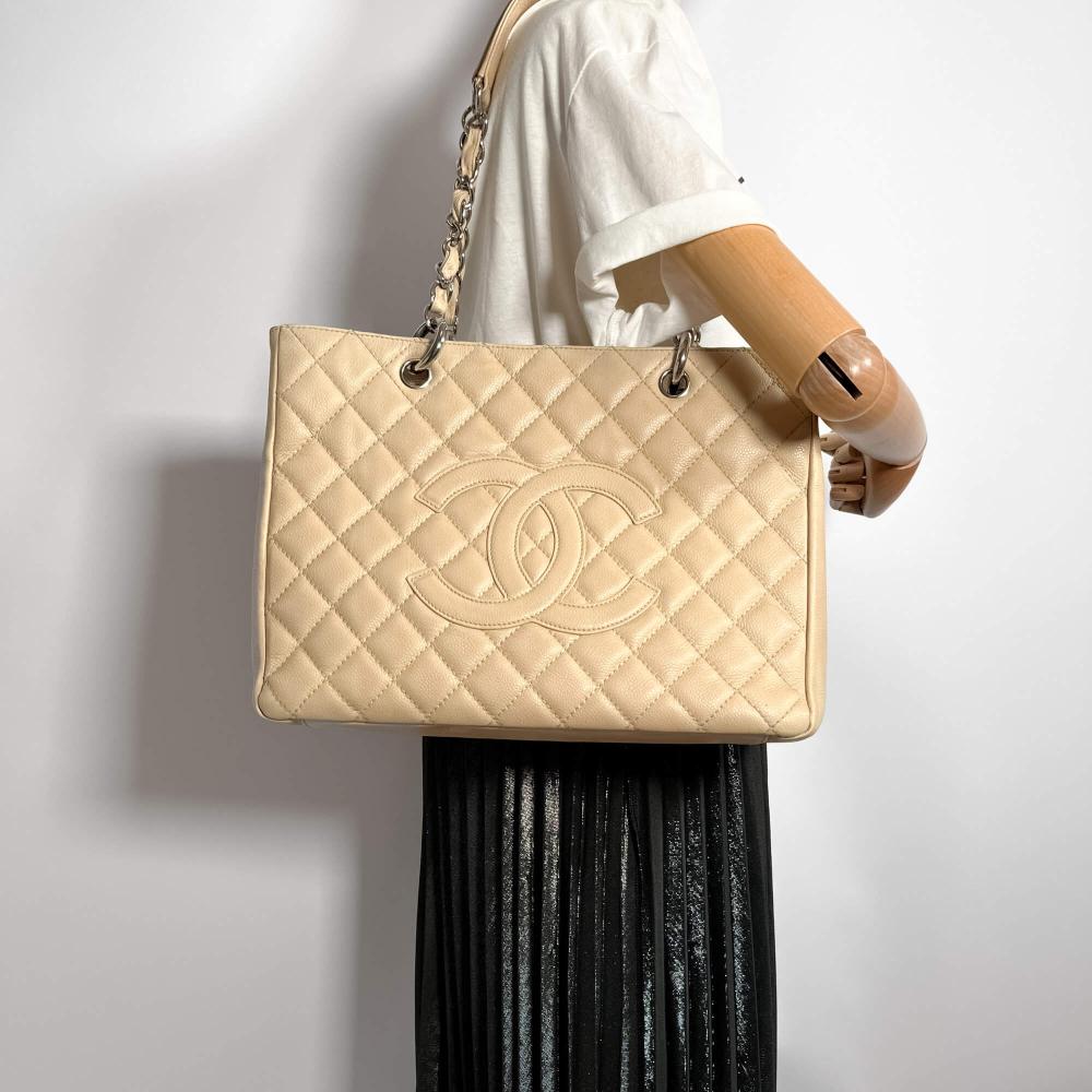 Beige Leather Chanel Shoulder Bag