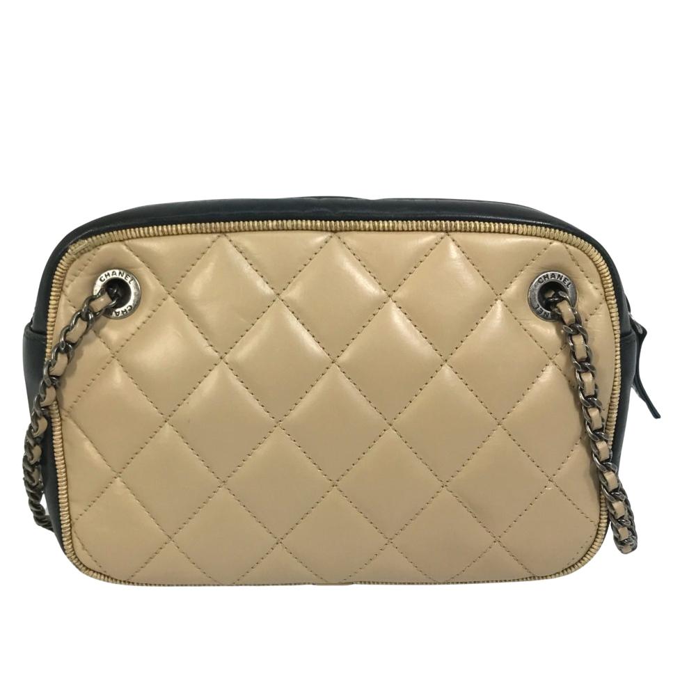 Beige Leather Chanel Shoulder Bag
