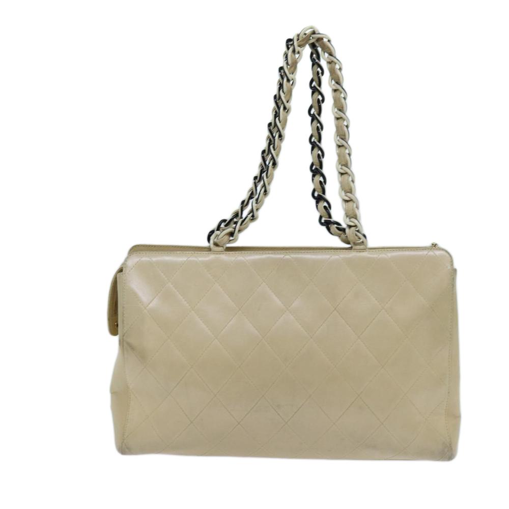Beige Leather Chanel Tote
