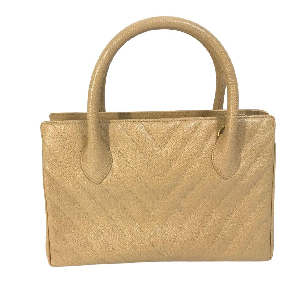 Beige Leather Chanel Handbag