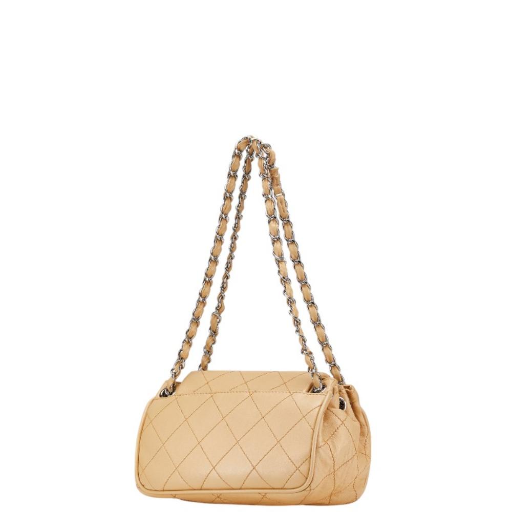 Beige Leather Chanel Handbag