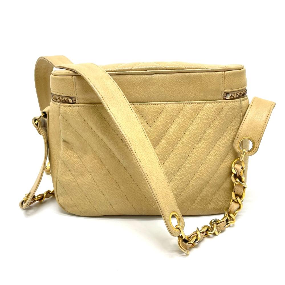 Beige Leather Chanel Shoulder Bag