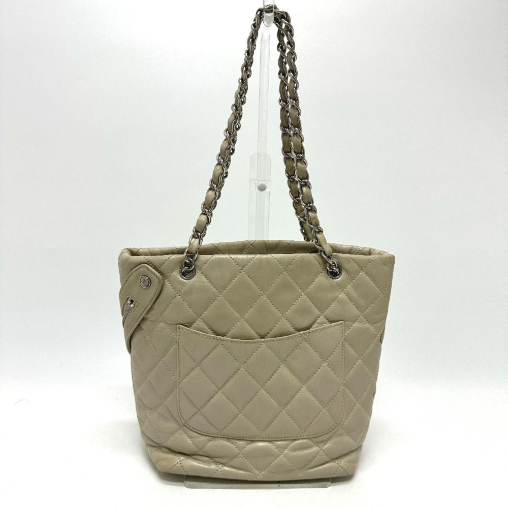 Beige Leather Chanel Handbag