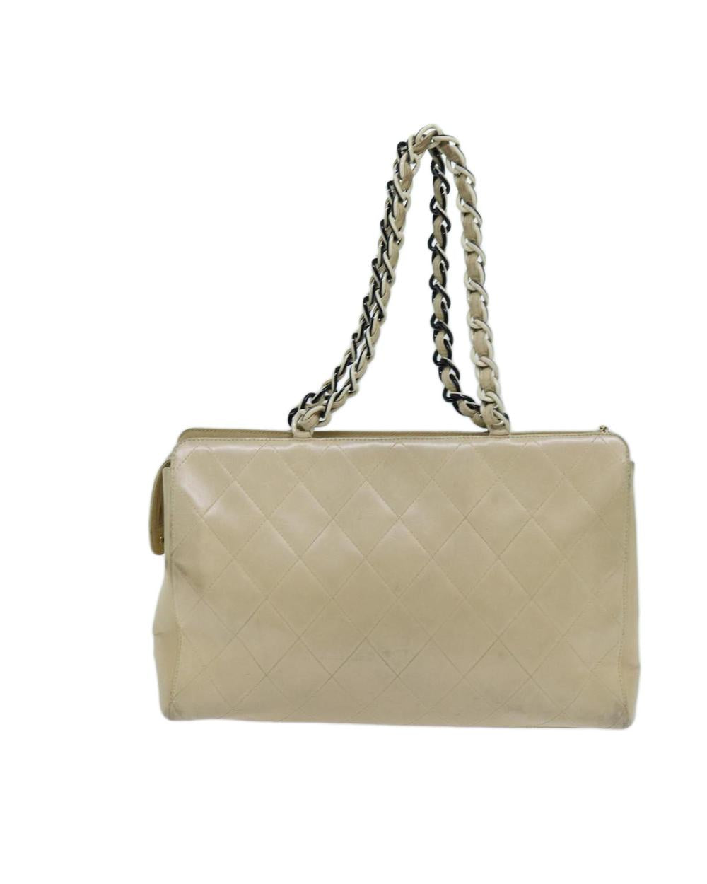 Beige Leather Chanel Shoulder Bag