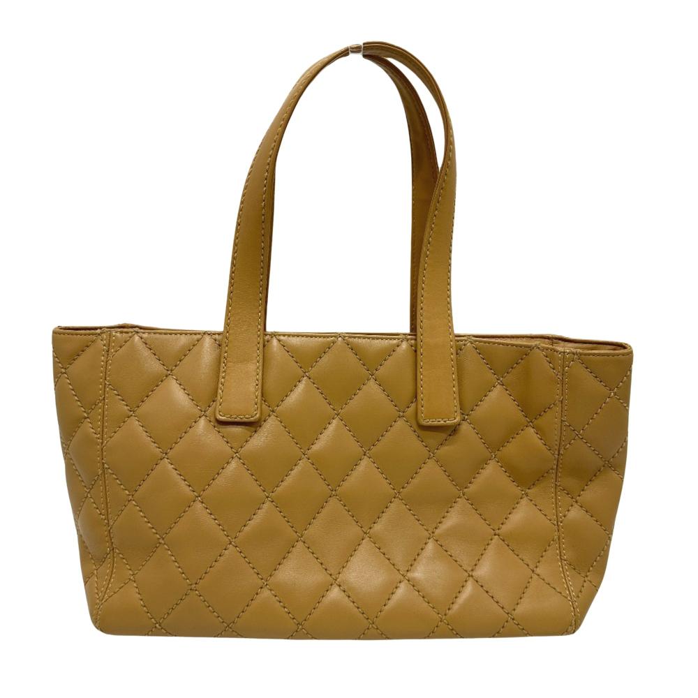 Beige Leather Chanel Tote
