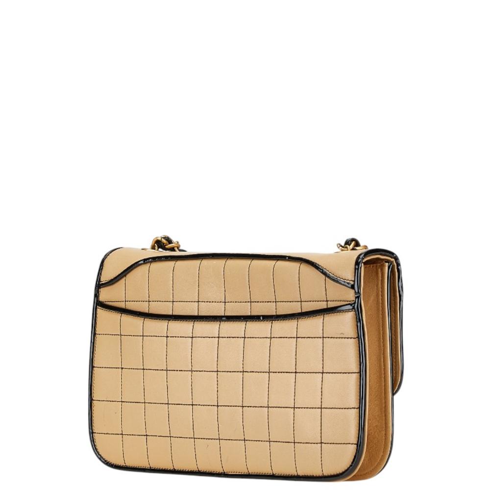 Beige Leather Chanel Chocolate Bar