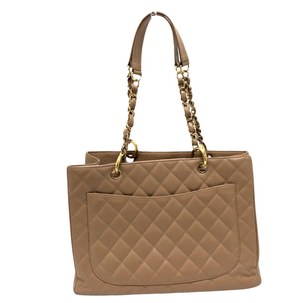 Beige Leather Chanel Tote