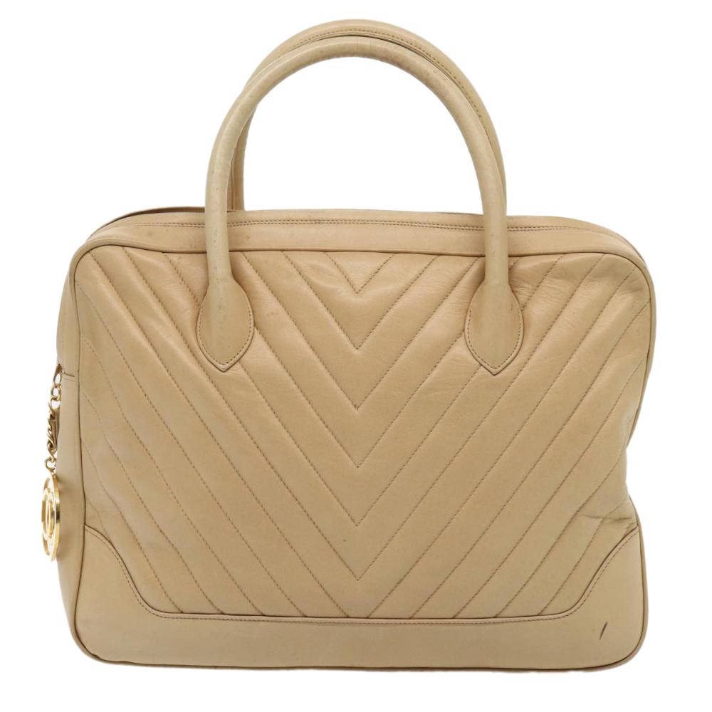 Beige Leather Chanel Handbag