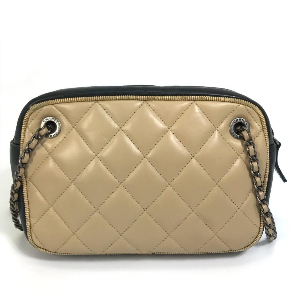 Beige Leather Chanel Shoulder Bag
