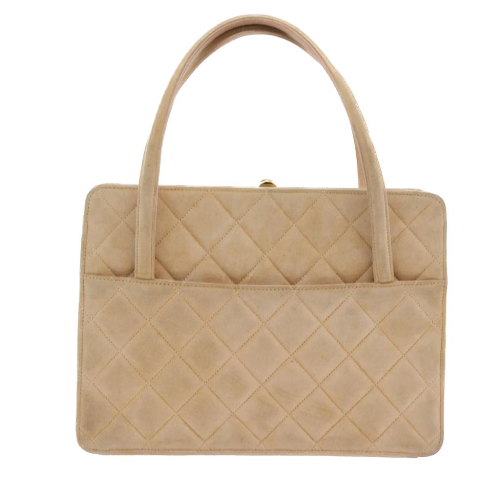 Beige Suede Chanel Handbag