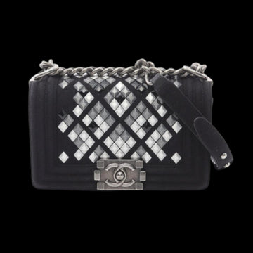Black Canvas Chanel Shoulder Bag