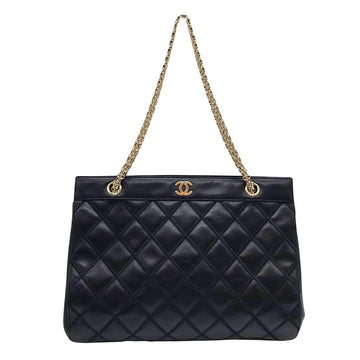 Black Leather Chanel Tote