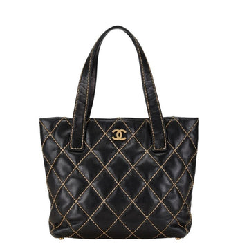 Black Leather Chanel Tote