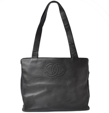 Black Leather Chanel Tote