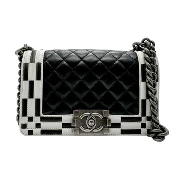 Black Leather Chanel Boy Bags