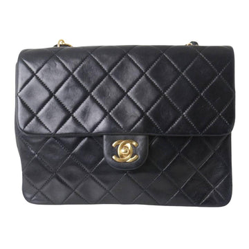 Black Leather Chanel Shoulder Bag