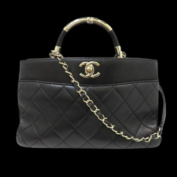 Black Leather Chanel Handbag