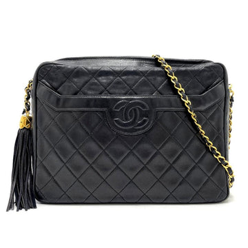 Black Leather Chanel Shoulder Bag