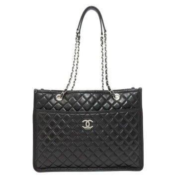 Black Leather Chanel Tote