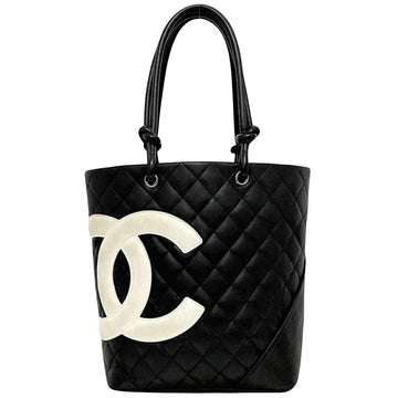 Black Leather Chanel Tote