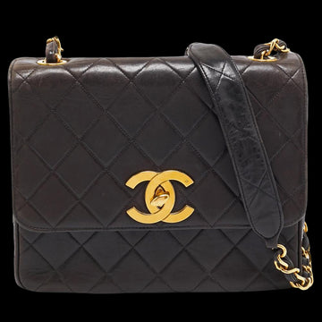 Black Leather Chanel Flap Bag