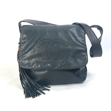Black Leather Chanel Shoulder Bag