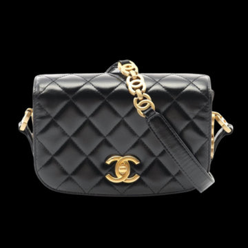 Black Leather Chanel Shoulder Bag