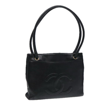 Black Leather Chanel Tote